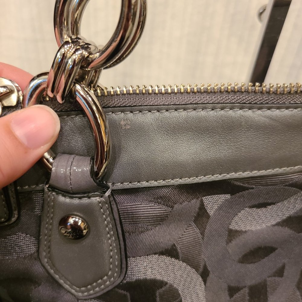 Coach Rare Grey & Silver Canvas Penelope Hobo - Picture 3 of 14
